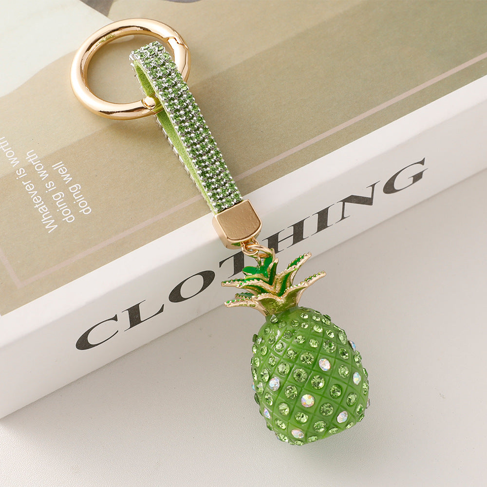 Wholesale Creative Cute Diamond-encrusted Alloy Rhinestone Three-dimensional Pineapple Keychain